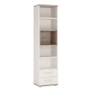4Kids Tall 2 Drawer Bookcase In Light Oak And White High Gloss (Opalino Handles)