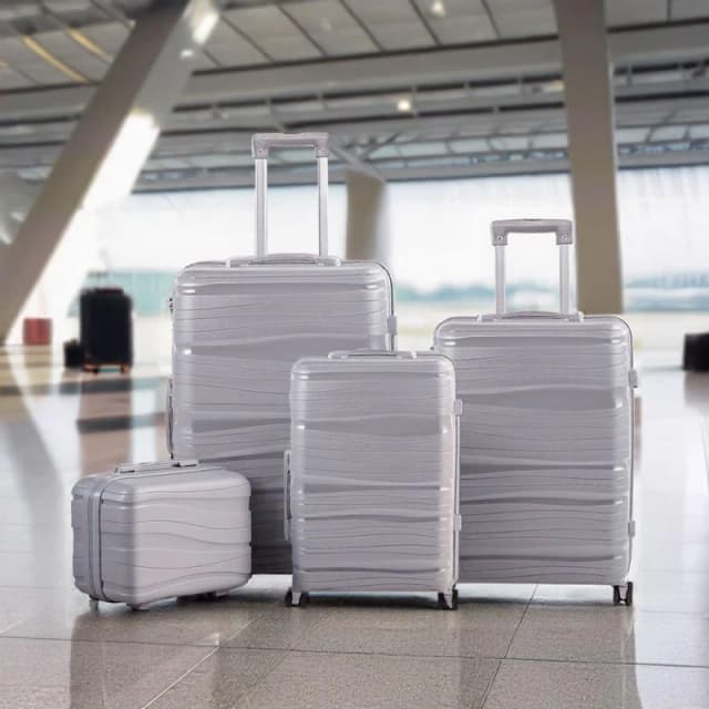 SHEONLY 4PCS Lockable Travel Suitcase Set Light Grey unisex One Size