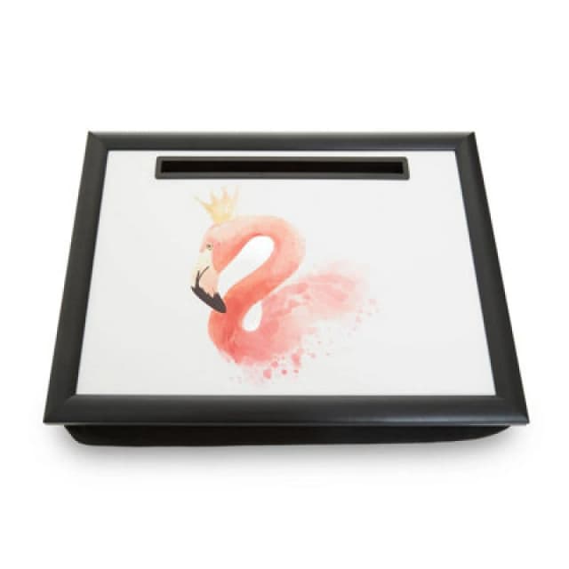 Orsina Cushioned Base Queen Flamingo Lap Tray With Ipad Holder, Stylish Tray For Bedroom, Raised Rim Kitchen Tray