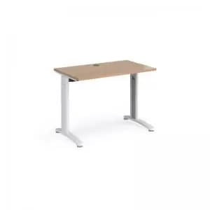TR10 straight desk 1000mm x 600mm - white frame and beech top