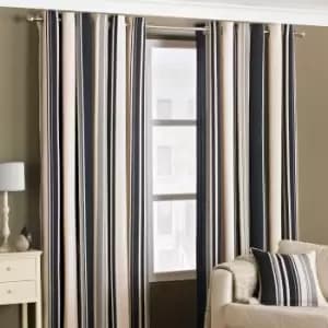 Broadway Striped Eyelet Curtains Black / 168 x 229cm