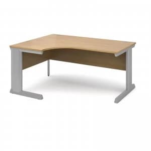 Vivo Left Hand Ergonomic Desk 1600mm - Silver Frame Oak Top