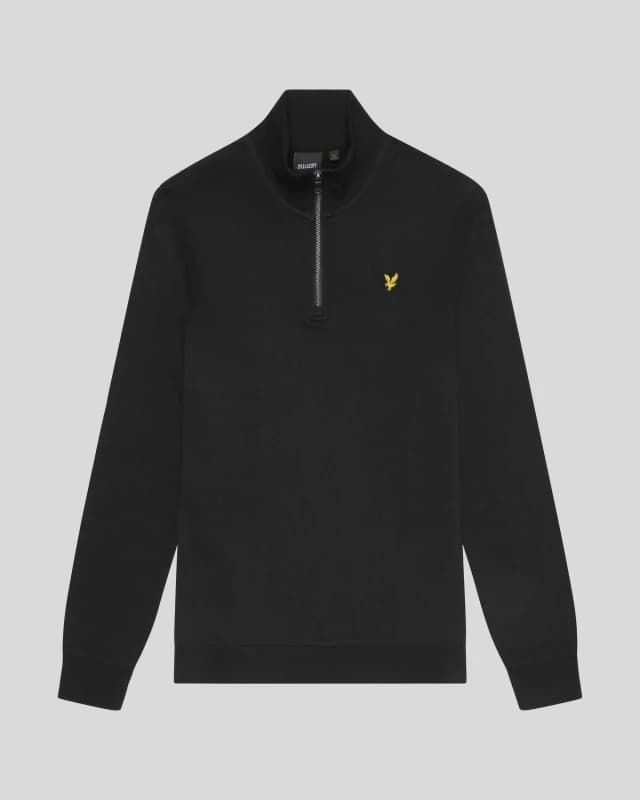 Lyle & Scott Mens Loopback 1/4 Zip Sweatshirt Plus in Jet Black