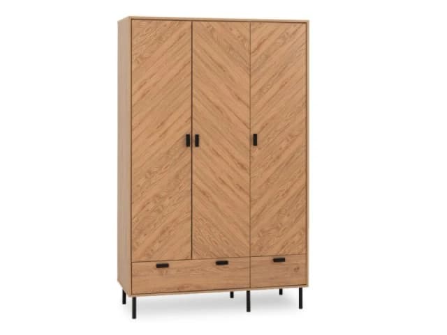 Seconique Leon Oak 3 Door 2 Drawer Triple Wardrobe