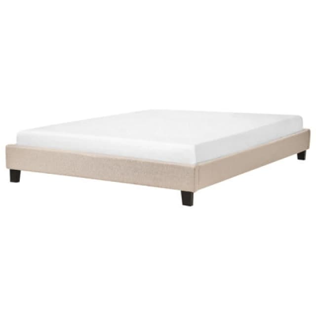 Beliani Bed Without Headboard Fabric Roanne 160 X 200 Cm (Eu King Size) Beige