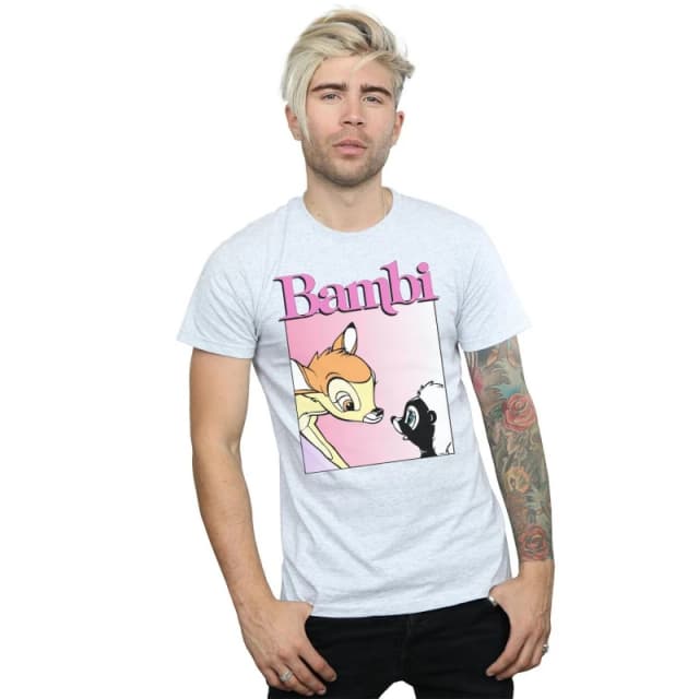 Disney Men Bambi Nice To Meet You T-Shirt in Grey Size: Small Grey S Male 5059114504305