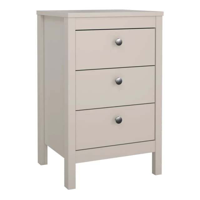 Furniture To Go Madrid Bedside Table 3 Drawers in Cashmere in Beige Beige Unisex