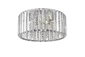 Diore 5 Light Flush Ceiling Light Chrome Crystal