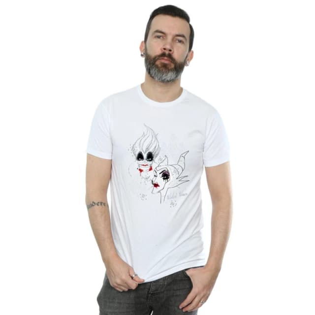 Disney Men Villains Wicked T-Shirt in White Size: Small White S Male 5057736926970