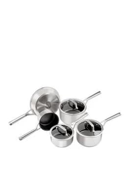 Ninja Foodi Zerostick Stainless Steel 16cm Milk, 16/18/20cm Sauce Pan & 24cm Frying Pan C65000UK