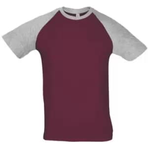 SOLS Mens Funky Contrast Short Sleeve T-Shirt (3XL) (Burgundy/Grey Melange)