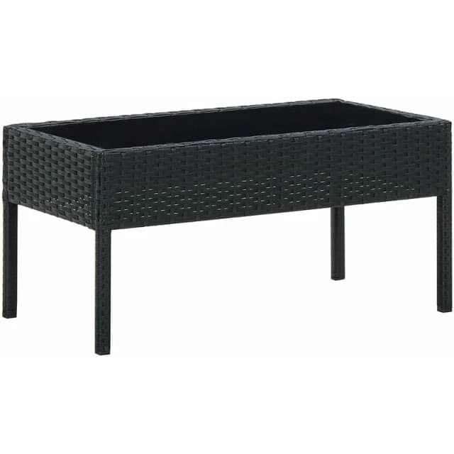 VIDAXL Garden Table Black 75x40x37cm Poly Rattan Vidaxl 8719883855882