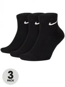 Nike Everyday Cushion Ankle Socks (3 Pack), Black Size M Men