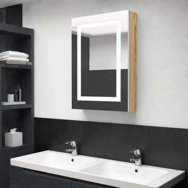 VIDAXL Vidaxl - LED Bathroom Mirror Cabinet White and Oak 50x13x70cm 8720286332566