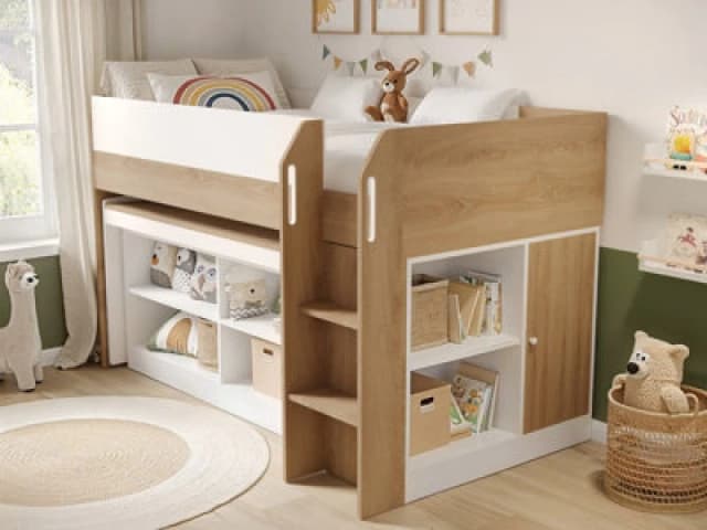 Flair Aiden Kids Cabin Bed With Storage White & Oak