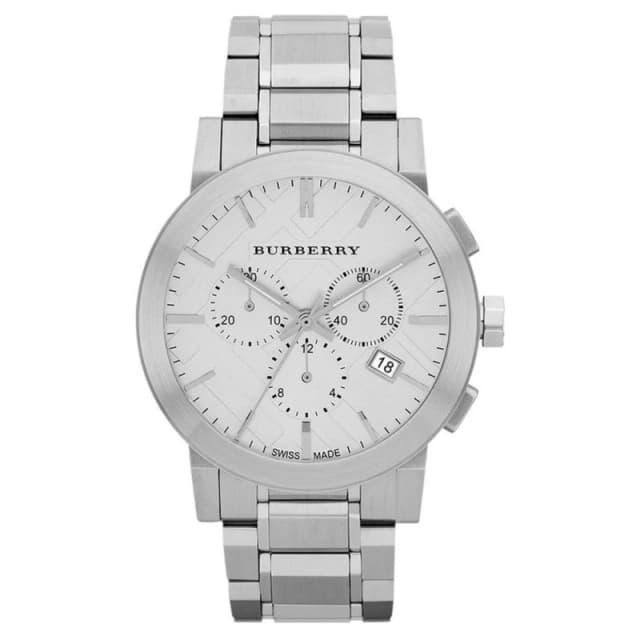 Burberry Burberry BU9350 Large Check Stainless Steel Bracelet Mens Watch 42 silver silver