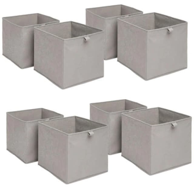 OHS OHS Pack of 8 Plain Folding Storage Boxes in Grey Grey One Size Unisex 5027434150946