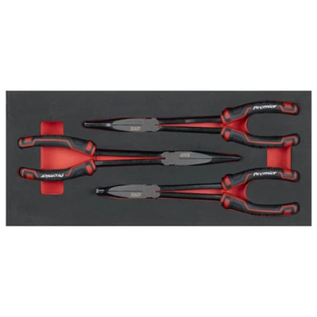 Sealey Premier 3 Piece Long Reach Needle Nose Pliers Set in Module Tray TBT58