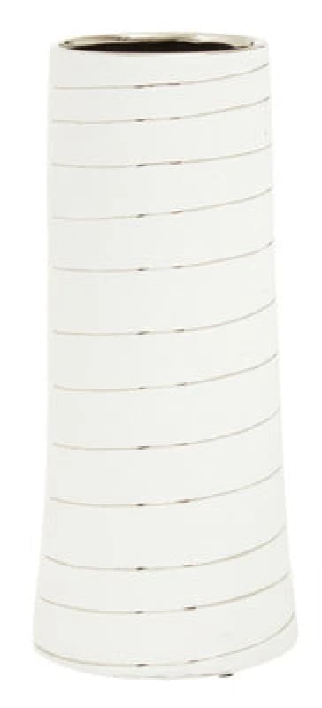 Orsina Haldis Small White Silver Stripe Ceramic Vase