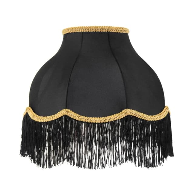 Happy Homewares Classic Chic Victorian Style Lamp Shade in Black Elasticated Fabric Size: 14" Black Unisex 14"