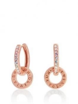 Olivia Burton Rose Gold Rainbow Interlink Huggie Hoops