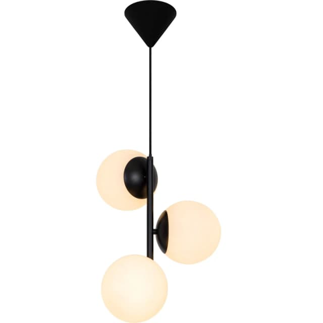 Nordlux Lilly Indoor Pendant Light Black Metal E14 Hand Blown Glass - Mains Powered, IP20 Black Unisex