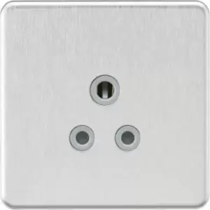 MLA Knightsbridge 5A Unswitched Round Socket Brushed Chrome W/Grey Insert - SF5ABCG