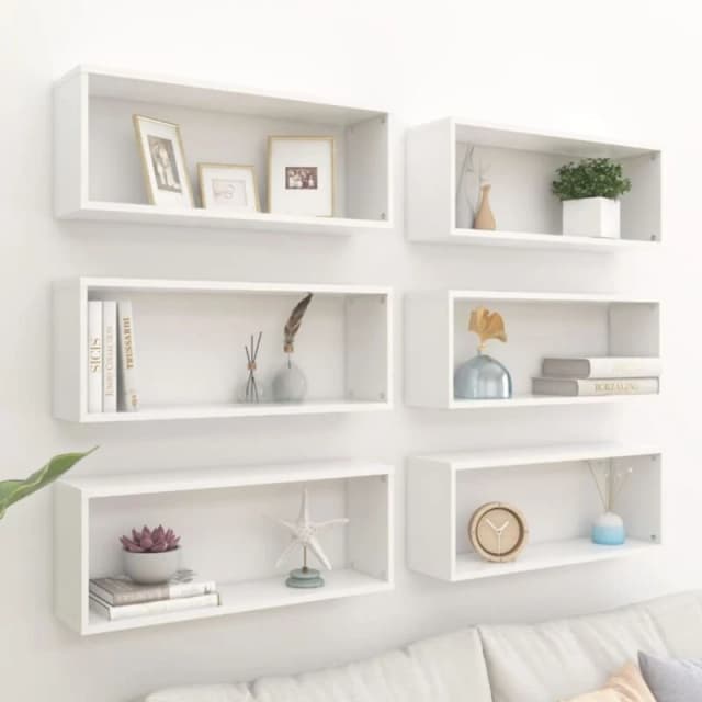 VIDAXL Wall Cube Shelf 6 pcs White 60x15x23cm Engineered Wood Vidaxl 8720286595534