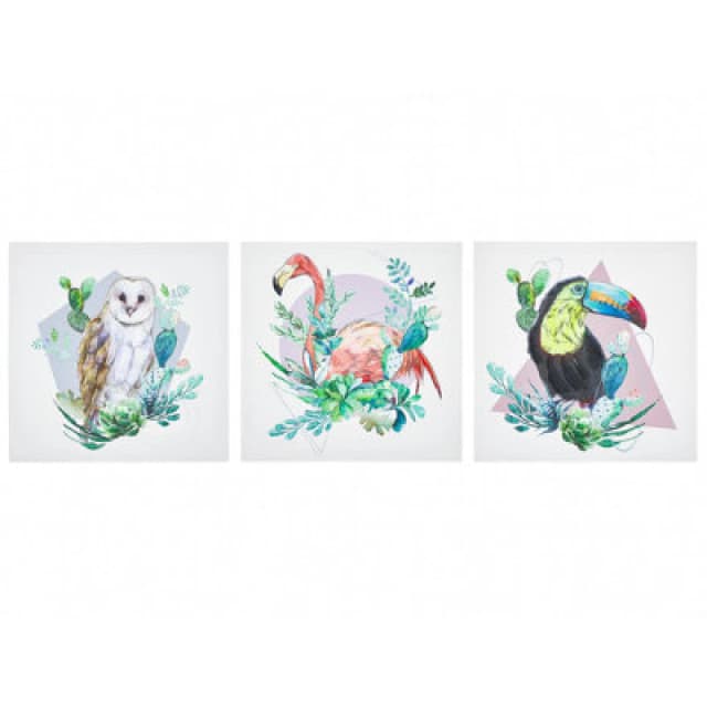 Beliani Set Of 3 Canvases Menaka Animal Motif 30 X 30 Cm Multicolour