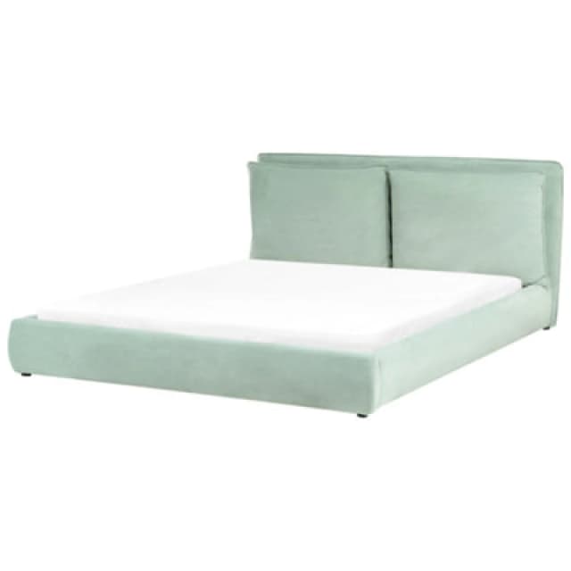 Beliani Bed Velvet Bajonna 180 X 200 Cm (Eu Super King) Mint Green