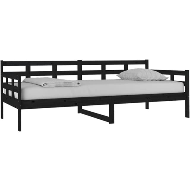 VIDAXL Day Bed without Mattress Black Solid Wood Pine 90x200cm Vidaxl 8720287073390