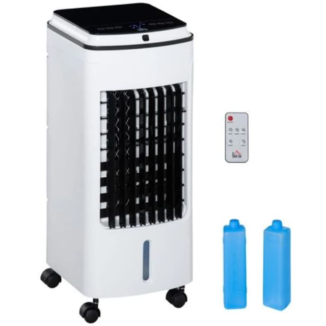 HOMCOM Portable Air Cooler with 4L Capacity Evaporative Air Cooling Fan White