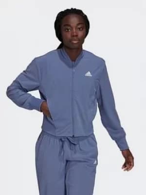 adidas Aeroready Designed To Move Print Cropped Track Top, Black Size M Women