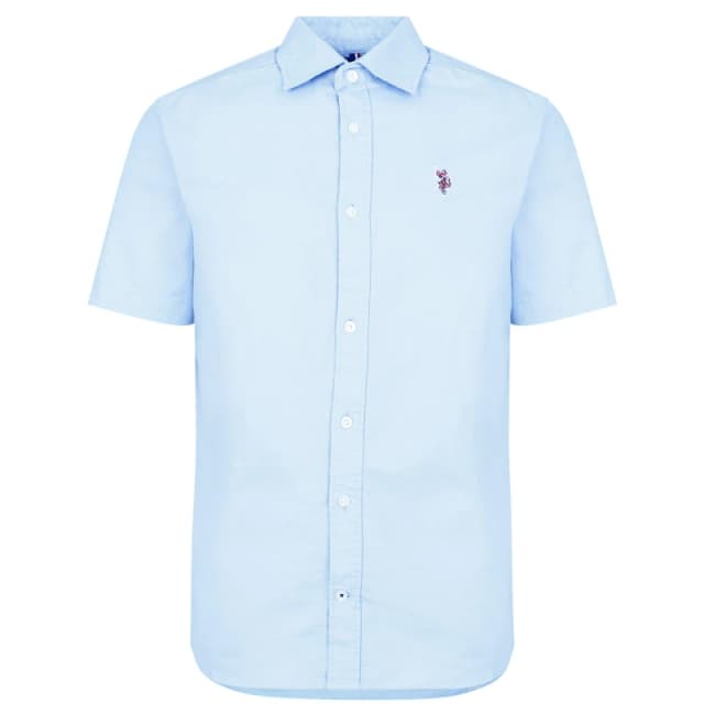 US Polo Assn US Polo Oxford Short Sleeve Shirt Mens Blue Fog male Small