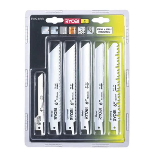 Ryobi 6 Piece Recip Blade Kit RAK06RB - Ryobi 5132002547