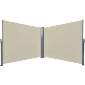 Outsunny - Retractable Double Side Awning Screen Fence Privacy Beige, 6x1.6m
