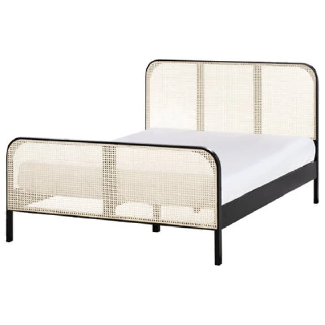 Beliani Bed Pine Wood Gonfaron 140 X 200 Cm (Eu Double) Black