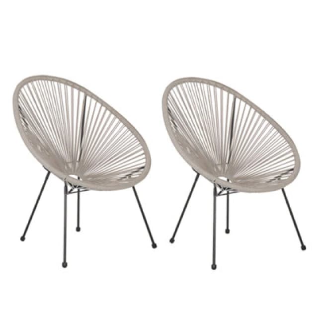 Beliani Set Of 2 Garden Chairs Acapulco Ii Pe Rattan Light Grey