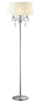 Olivia Floor Lamp with Ivory Cream Shade 3 Light Polished Chrome, Crystal