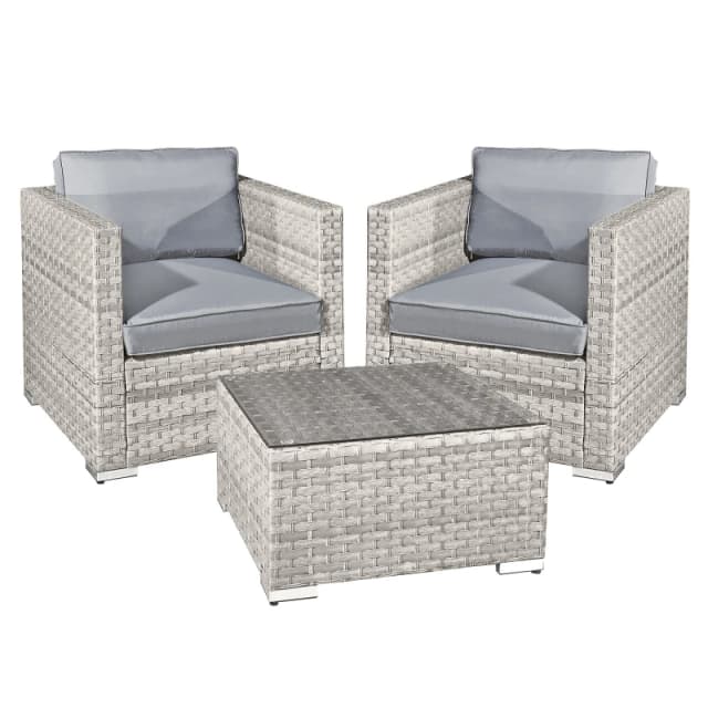 OSeasons Malta Rattan 2 Seat Tea For Two Set In Dove Grey