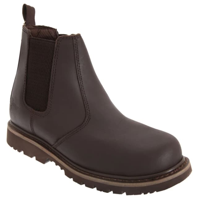 Grafters Mens Safety Chelsea Boots in Brown Size: 3 Brown Male 3