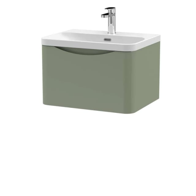 Balterley Arch Wall Hung 1-Drawer Bathroom Vanity, Ceramic Basin, Green, 600mm in Green Green Unisex