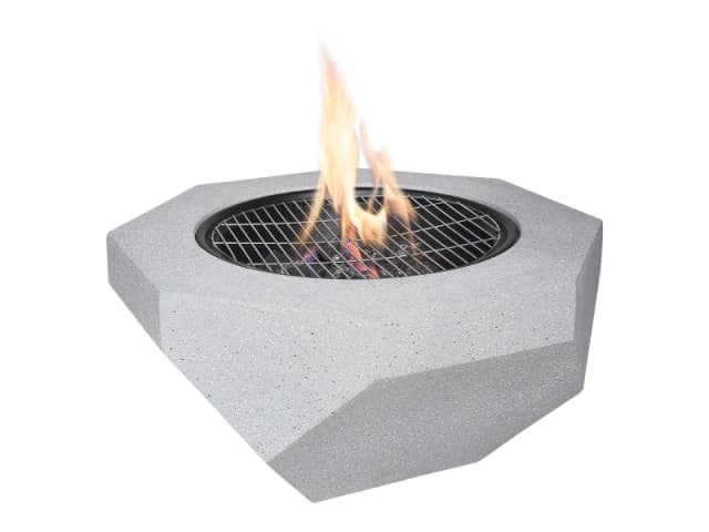Field & Flame Rhoda Wood Burning BBQ Fire Pit in Concrete Grey Grey Unisex