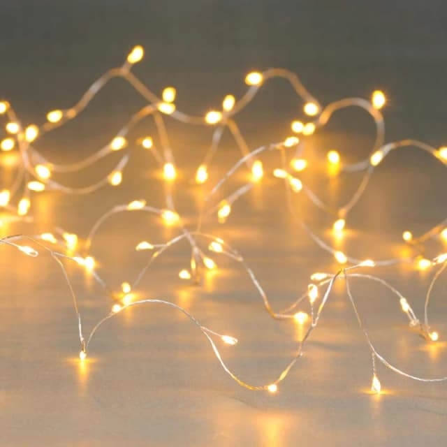 Festive 80 Battery Operated Dewdrop Cluster Christmas Lights, Warm White