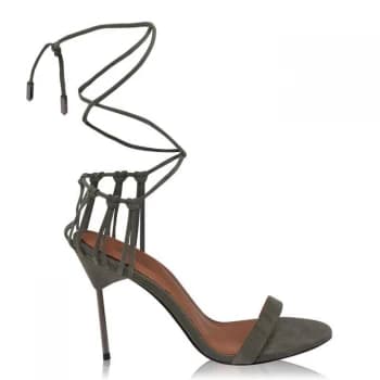 Reiss Zhane Strap Heels - Green Suede