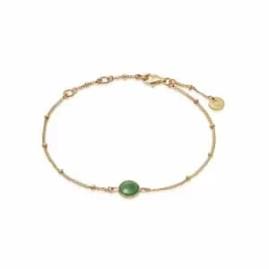 Daisy London Jewellery 18ct Gold Plated Sterling Silver Green Aventurine Healing Stone Bobble Bracelet 18Ct Gold Plate