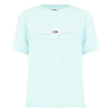 Tommy Jeans Linear Logo T Shirt - CSP AQUA COAST