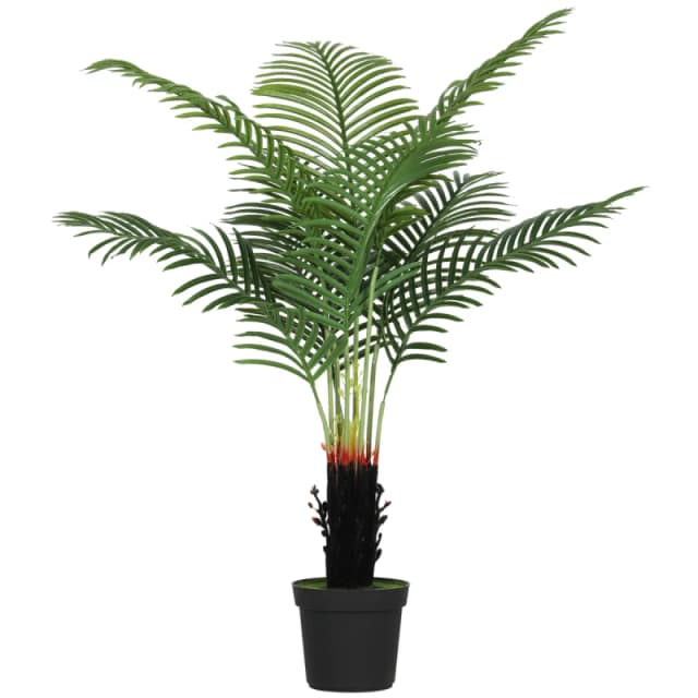 HOMCOM HOMCOM Artificial Palm Tree with Plastic Pot and Flocked Soil for Home Office Decor in Green Green One Size Unisex 5063603251212