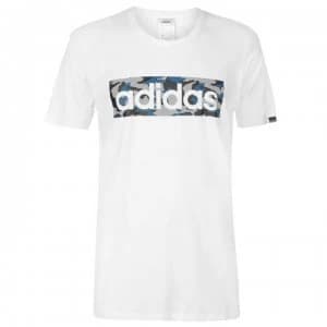 adidas Linear Camo Mens T-Shirt - Wht/Blue/Grey