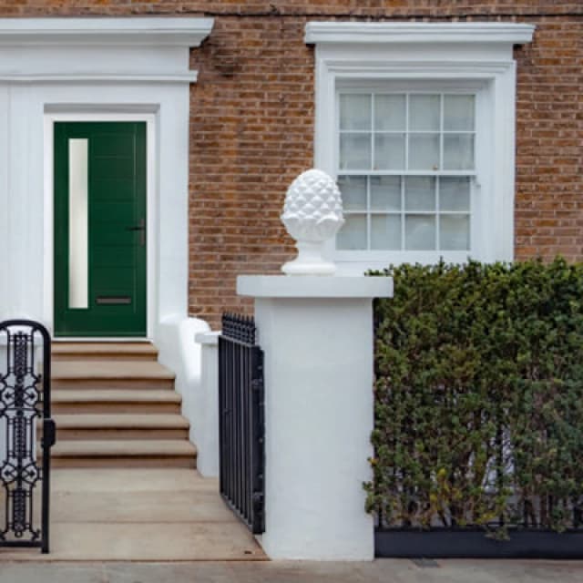 Lacerta Composite Door Monza Left Green 890mm X 2090mm Open In Left Hand Obs Glass 10 Year Guarantee - Free Delivery & Smart Lock